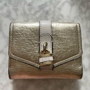 Chloe gold wallet trifold wallet